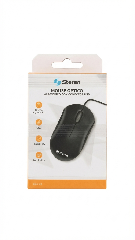Mouse óptico alámbrico con conector USB Steren (1 U)