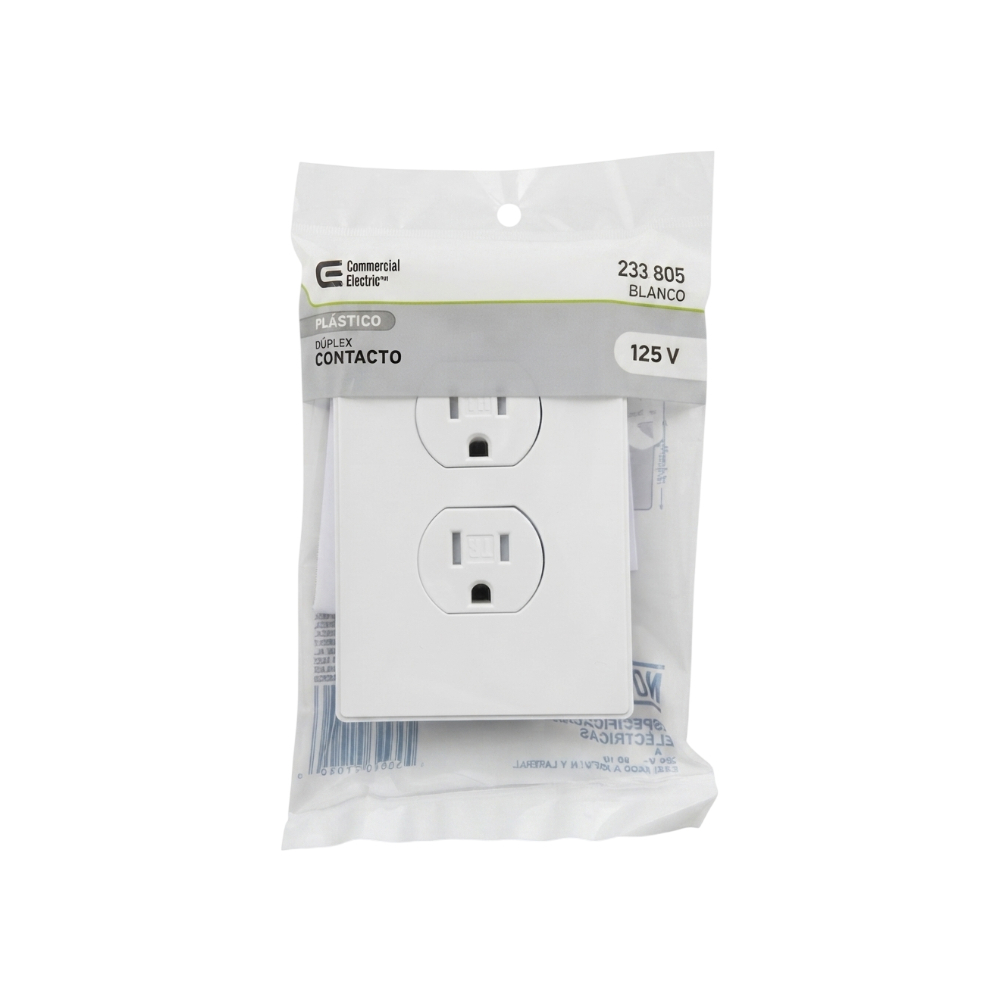 Tomacorriente de plástico dúplex contacto 125 V Comercial Electric