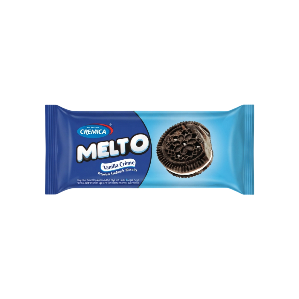 Galletas sabor chocolate tipo sándwich rellenas con crema sabor vainilla Cremica Melto (45 g / 1.58 oz)